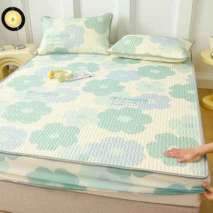 91家纺网 家纺一手货源 找家纺 伊人坊 2024新款A类凉感丝0.4乳胶床笠凉席夏被套件 梦幻花园