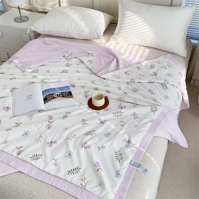 91家纺网 家纺一手货源 找家纺 青螺家纺2024新款50S天丝夏凉被 花满香-紫