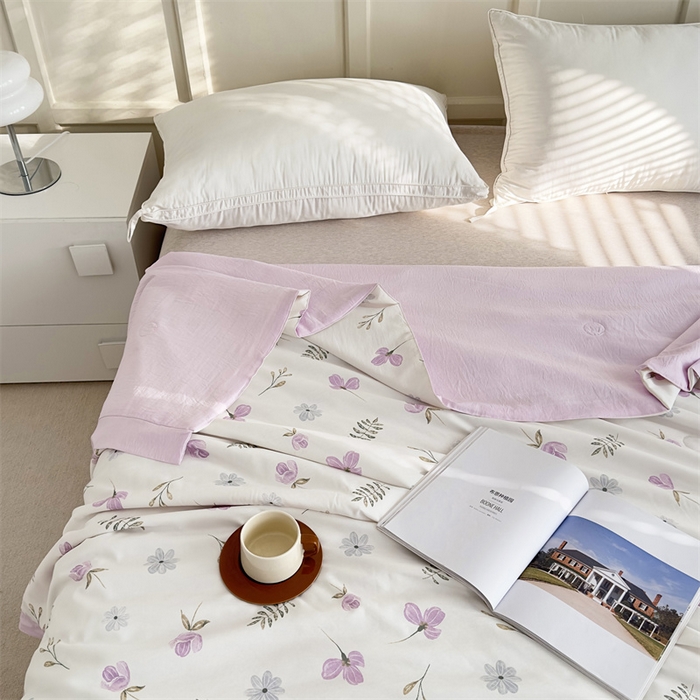 91家纺网 家纺一手货源 找家纺 青螺家纺2024新款50S天丝夏凉被 花满香-紫