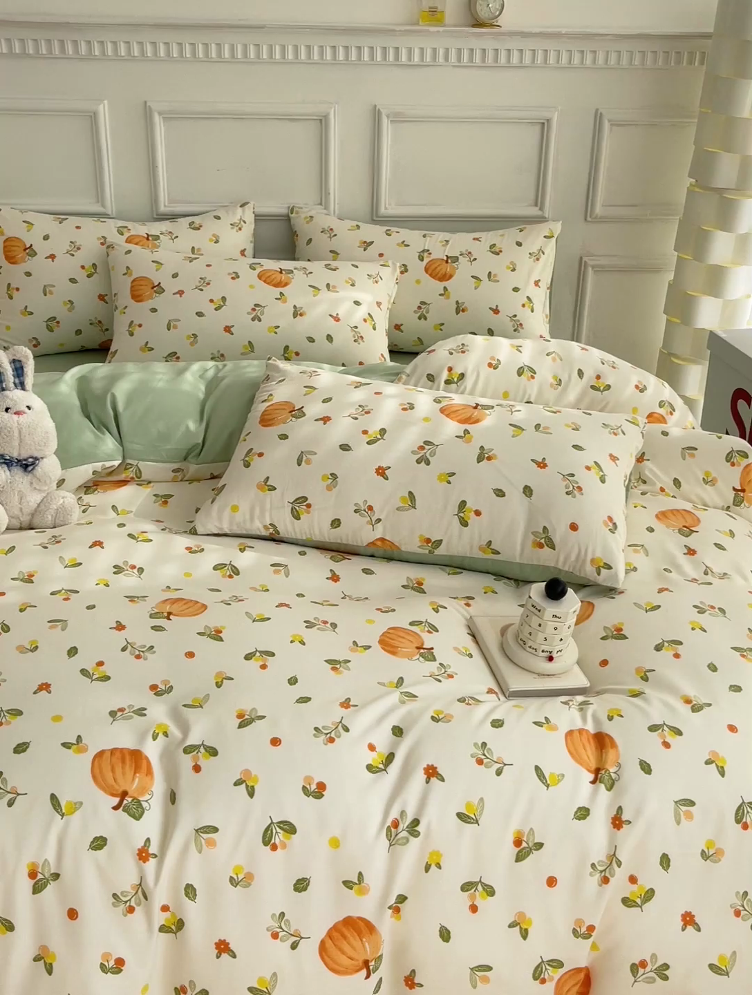 91家纺网 家纺一手货源 找家纺 赫然 2026新款水洗双层纱四件套 南瓜先生