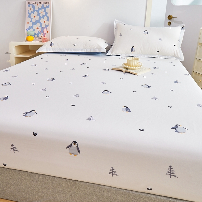 91家纺网 家纺一手货源 找家纺 元元被芯 2024新款小清新全棉套件单品-单床笠 嗨皮-米