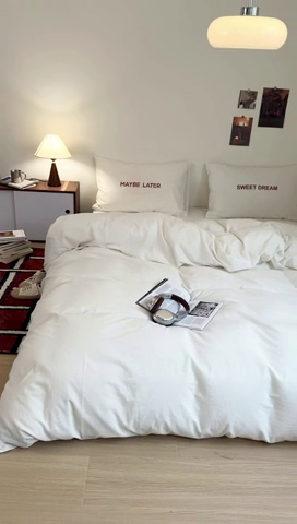 91家纺网 家纺一手货源 找家纺 艾沁家纺 2024新款ins全棉水洗棉数码印花四件套 美梦·Red