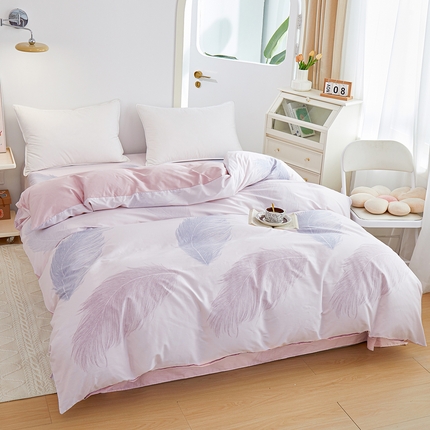 91家纺网 家纺一手货源 找家纺 元元被芯 2024新款小清新全棉套件单品-单被套 且听风吟-粉