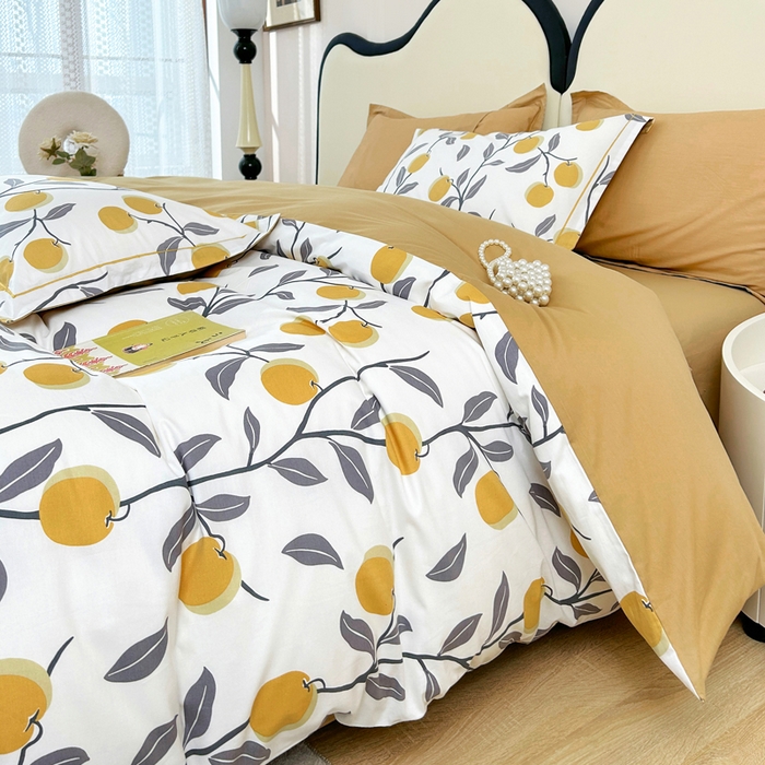 91家纺网 家纺一手货源 找家纺 橙艺家居 2024新款铂金云棉四件套 橘颂