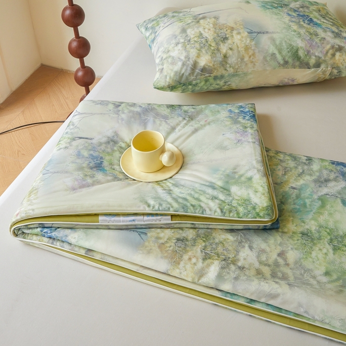 91家纺网 家纺一手货源 找家纺 小禹仔 2025新款针织凉感丝印花夏被夏凉被被芯 叶问芳华