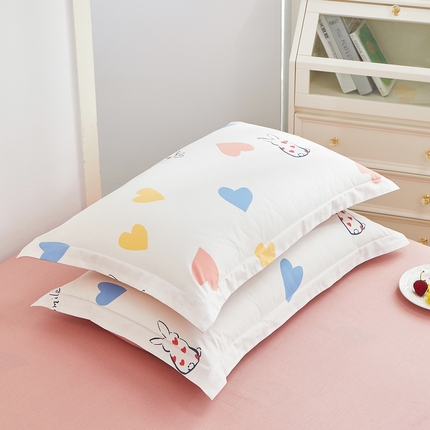 91家纺网 家纺一手货源 找家纺 元元被芯 2024新款小清新全棉套件单品-单枕套 甜蜜蜜-米