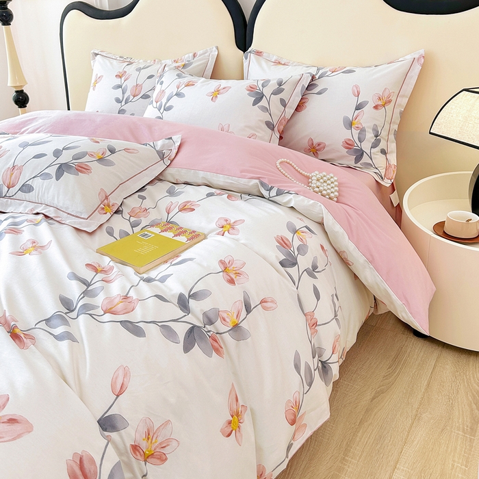 91家纺网 家纺一手货源 找家纺 橙艺家居 2024新款铂金云棉四件套 花间赋