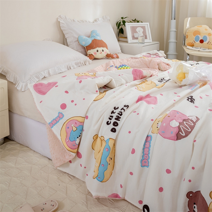 91家纺网 家纺一手货源 找家纺 芯元素 2024新款A类水洗棉凉豆豆夏被 cute甜甜圈