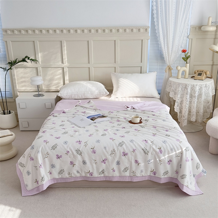 91家纺网 家纺一手货源 找家纺 青螺家纺2024新款50S天丝夏凉被 花满香-紫