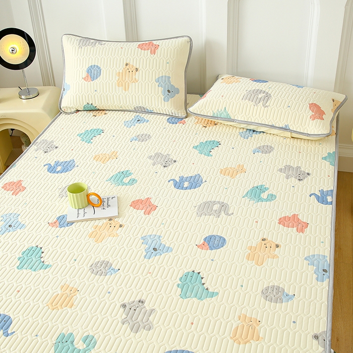 91家纺网 家纺一手货源 找家纺 伊人坊 2024新款A类凉感丝0.4乳胶床笠凉席夏被套件 动物园