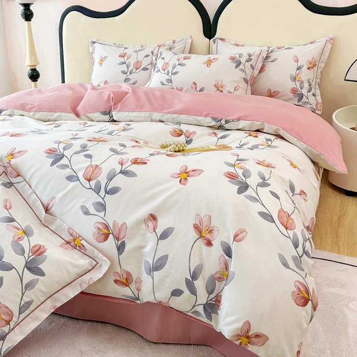 91家纺网 家纺一手货源 找家纺 橙艺家居 2024新款铂金云棉四件套 花间赋