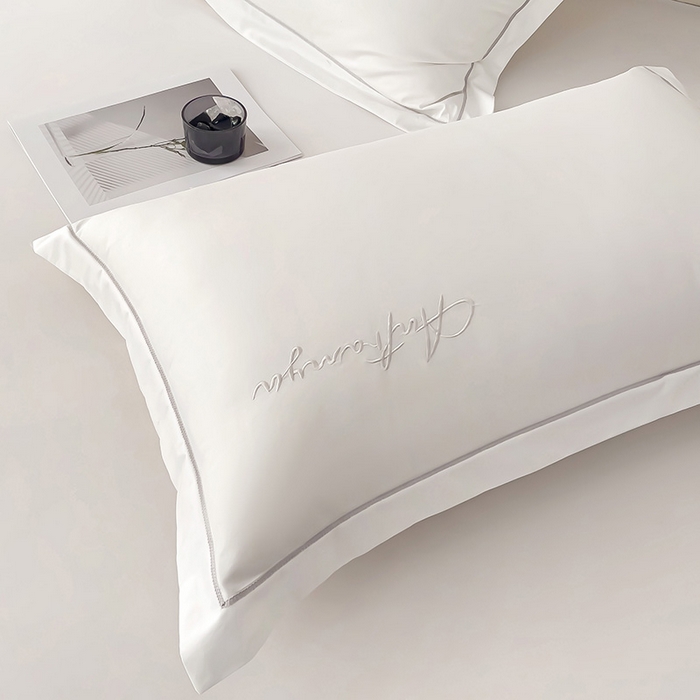 91家纺网 家纺一手货源 找家纺 品乐家纺 2024新款100支长绒棉香奈系列枕套 香奈白