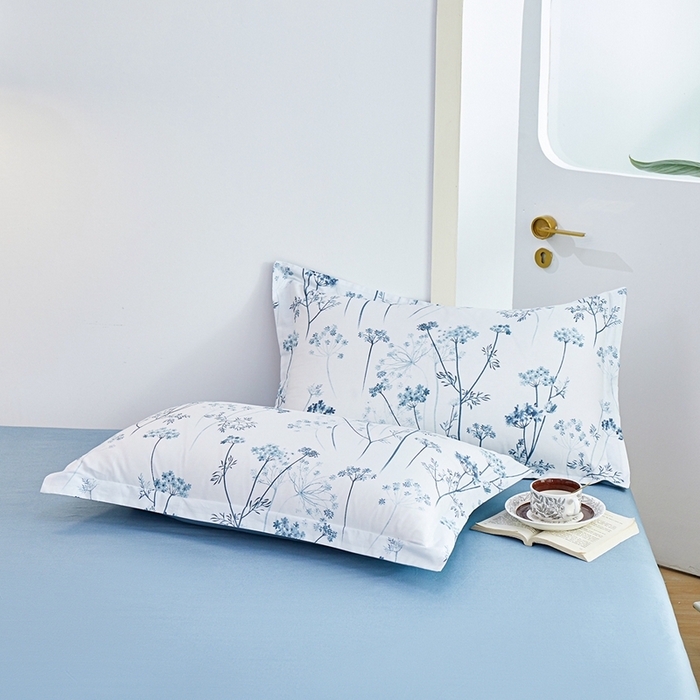 91家纺网 家纺一手货源 找家纺 元元被芯 2024新款小清新全棉套件单品-单枕套 璀璨-兰