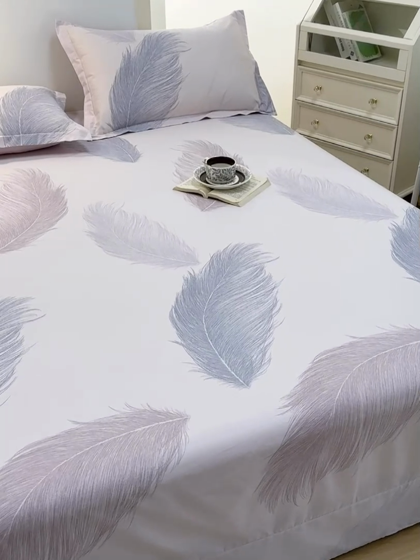 91家纺网 家纺一手货源 找家纺 元元被芯 2024新款小清新全棉套件单品-单床单 且听风吟-粉