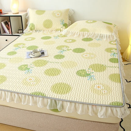 91家纺网 家纺一手货源 找家纺 （总）伊人坊 2024新款A类凉感丝花边款乳胶床笠三四件套