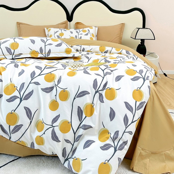 91家纺网 家纺一手货源 找家纺 橙艺家居 2024新款铂金云棉四件套 橘颂