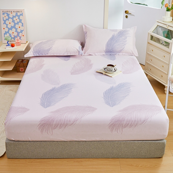 91家纺网 家纺一手货源 找家纺 元元被芯 2024新款小清新全棉套件单品-单床笠 且听风吟-粉