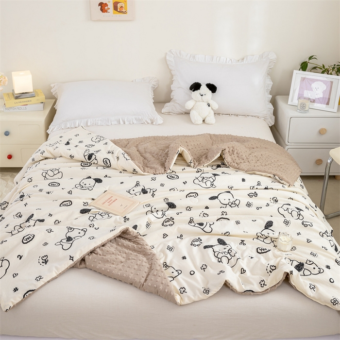 91家纺网 家纺一手货源 找家纺 芯元素 2024新款A类水洗棉凉豆豆夏被 假期小狗