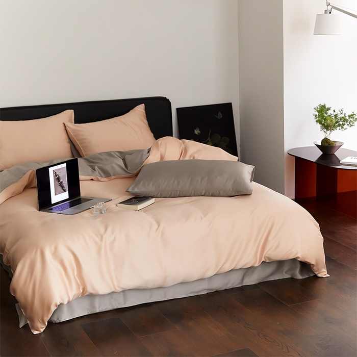 91家纺网 家纺一手货源 找家纺 沐晴家纺 2025新款60兰精天丝简约轻奢纯色四件套 月光色-岩石灰