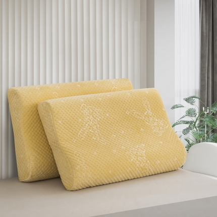 91家纺网 家纺一手货源 找家纺 大黄蜂家居家纺 2025新款吉祥兔宝宝绒夹棉秋冬乳胶枕套 优雅黄