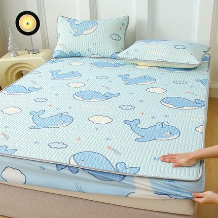 91家纺网 家纺一手货源 找家纺 （总）伊人坊 2024新款A类凉感丝0.4乳胶床笠凉席夏被套件