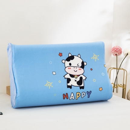 91家纺网 家纺一手货源 找家纺 大黄蜂家居家纺 2025新款水晶绒卡通图案枕套乳胶款水晶绒枕套 快乐牛牛-蓝