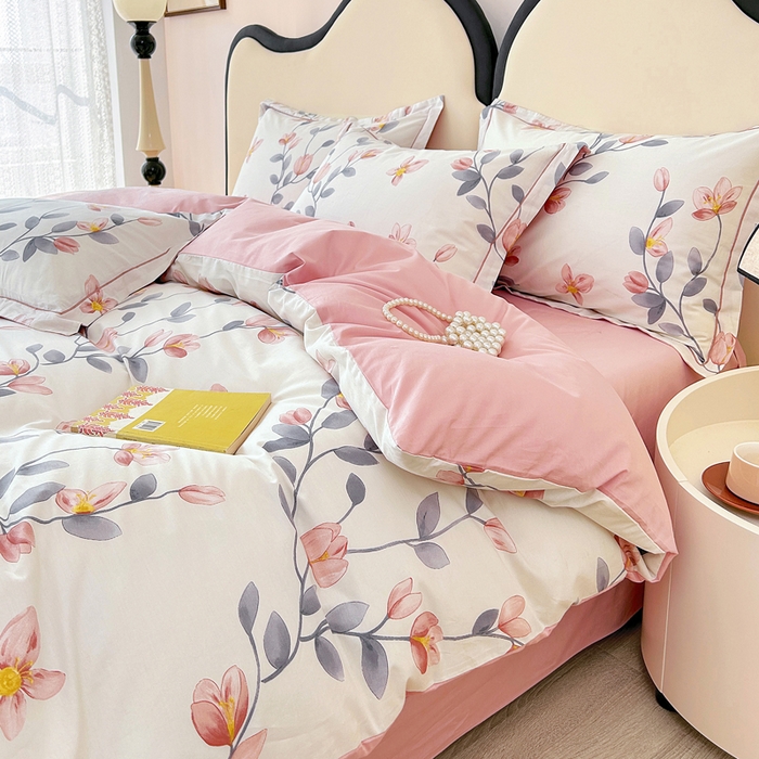 91家纺网 家纺一手货源 找家纺 橙艺家居 2024新款铂金云棉四件套 花间赋