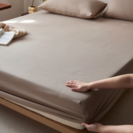 91家纺网 家纺一手货源 找家纺 （总）简纯主义 2025新款全棉有机雾感纱双层皱皱纱系列单床笠