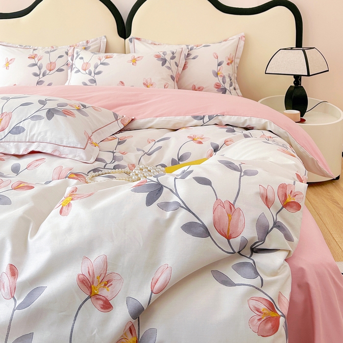 91家纺网 家纺一手货源 找家纺 橙艺家居 2024新款铂金云棉四件套 花间赋