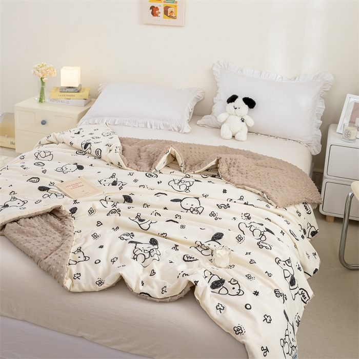 91家纺网 家纺一手货源 找家纺 芯元素 2024新款A类水洗棉凉豆豆夏被 假期小狗