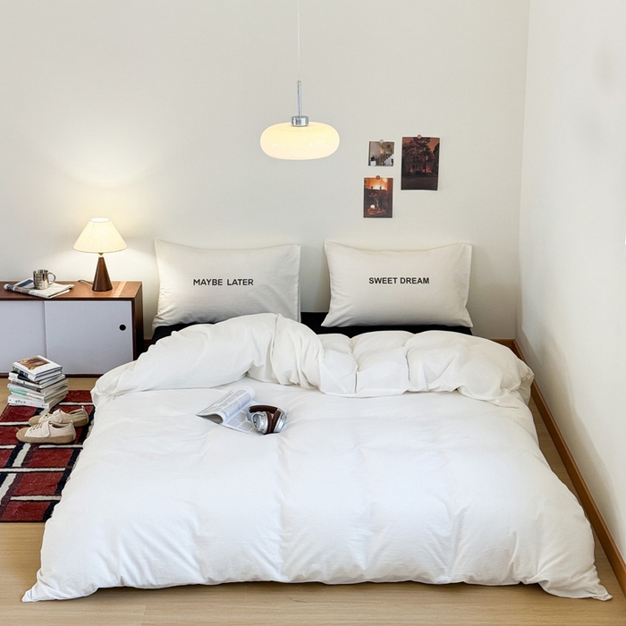 91家纺网 家纺一手货源 找家纺 艾沁家纺 2024新款ins全棉水洗棉数码印花四件套 美梦·Black