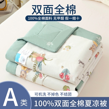 91家纺网 家纺一手货源 找家纺 瑜珠 2025新款双面全棉印花夏被夏凉被空调被子 田园趣事