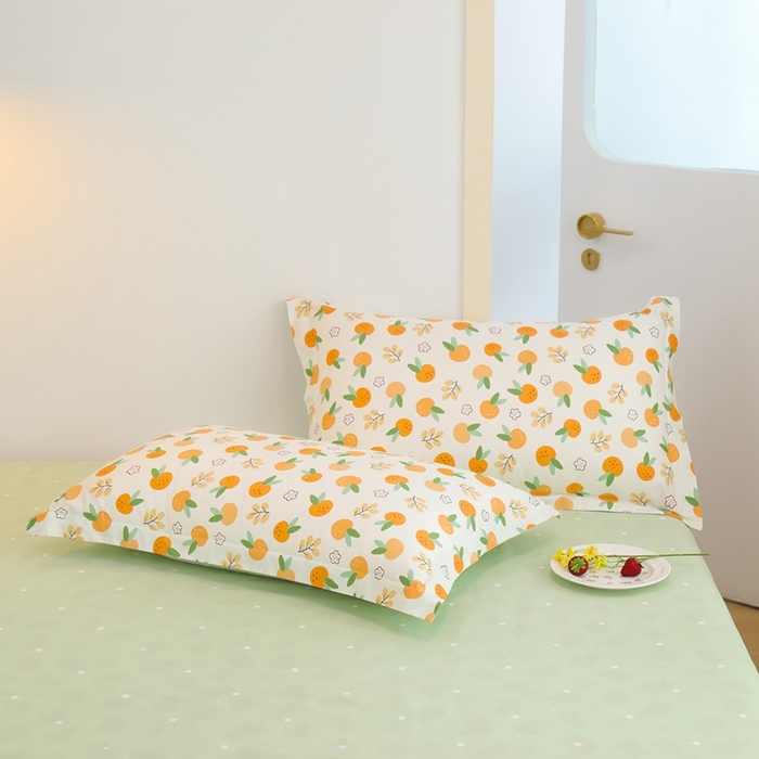 91家纺网 家纺一手货源 找家纺 元元被芯 2024新款小清新全棉套件单品-单枕套 果实