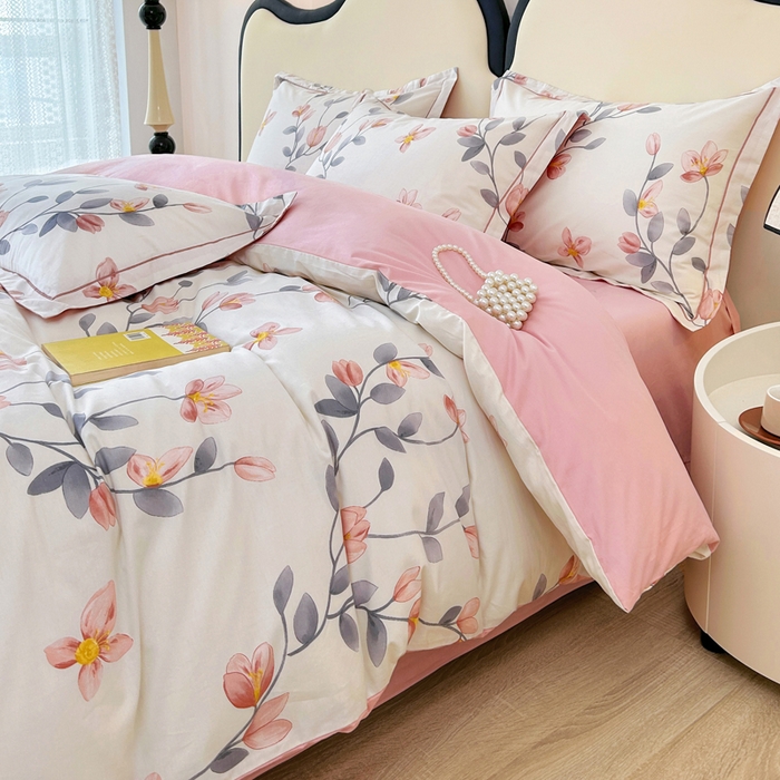 91家纺网 家纺一手货源 找家纺 橙艺家居 2024新款铂金云棉四件套 花间赋