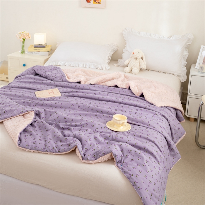 91家纺网 家纺一手货源 找家纺 芯元素 2024新款A类水洗棉凉豆豆夏被 香芋紫