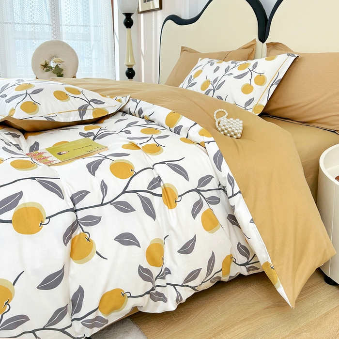 91家纺网 家纺一手货源 找家纺 橙艺家居 2024新款铂金云棉四件套 橘颂