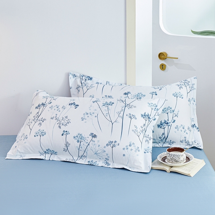 91家纺网 家纺一手货源 找家纺 元元被芯 2024新款小清新全棉套件单品-单枕套 璀璨-兰