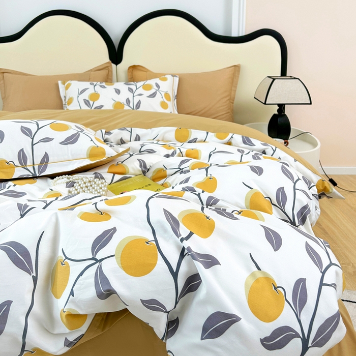 91家纺网 家纺一手货源 找家纺 橙艺家居 2024新款铂金云棉四件套 橘颂