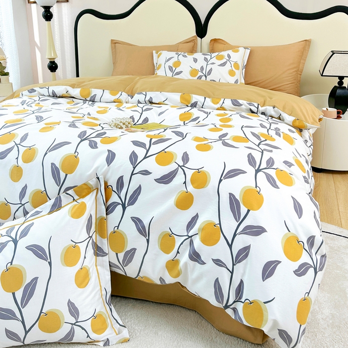 91家纺网 家纺一手货源 找家纺 橙艺家居 2024新款铂金云棉四件套 橘颂