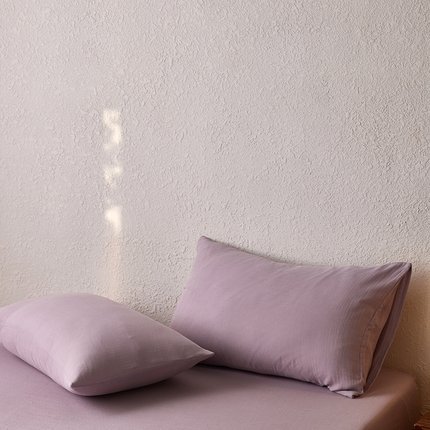 简纯主义 2025新款全棉有机雾感纱双层皱皱纱系列单枕套 香炉紫烟