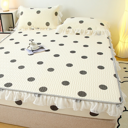 91家纺网 家纺一手货源 找家纺 （总）伊人坊 2024新款A类凉感丝花边款乳胶床笠三四件套