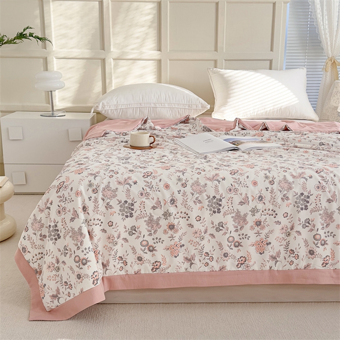 91家纺网 家纺一手货源 找家纺 青螺家纺2024新款50S天丝夏凉被 米洛-桔