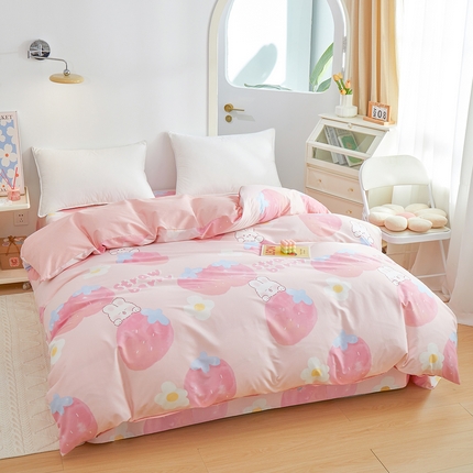 91家纺网 家纺一手货源 找家纺 元元被芯 2024新款小清新全棉套件单品-单被套 哈尼-粉