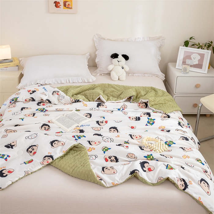 91家纺网 家纺一手货源 找家纺 芯元素 2024新款A类水洗棉凉豆豆夏被 趣味小新