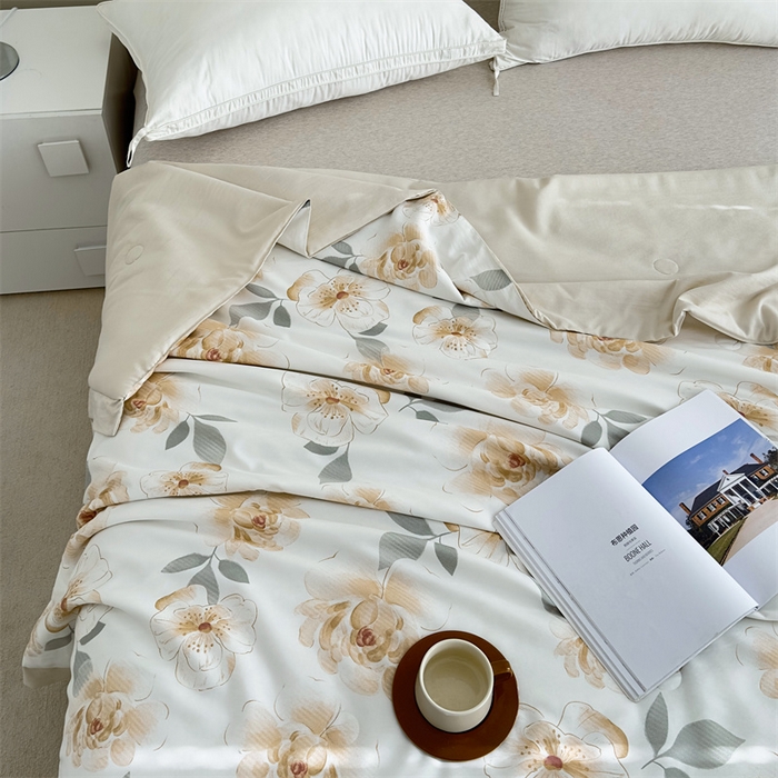 91家纺网 家纺一手货源 找家纺 青螺家纺2024新款50S天丝夏凉被 浪漫-夏咖