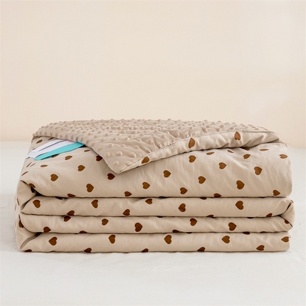 芯元素 2024新款A类水洗棉凉豆豆夏被 爱心-咖