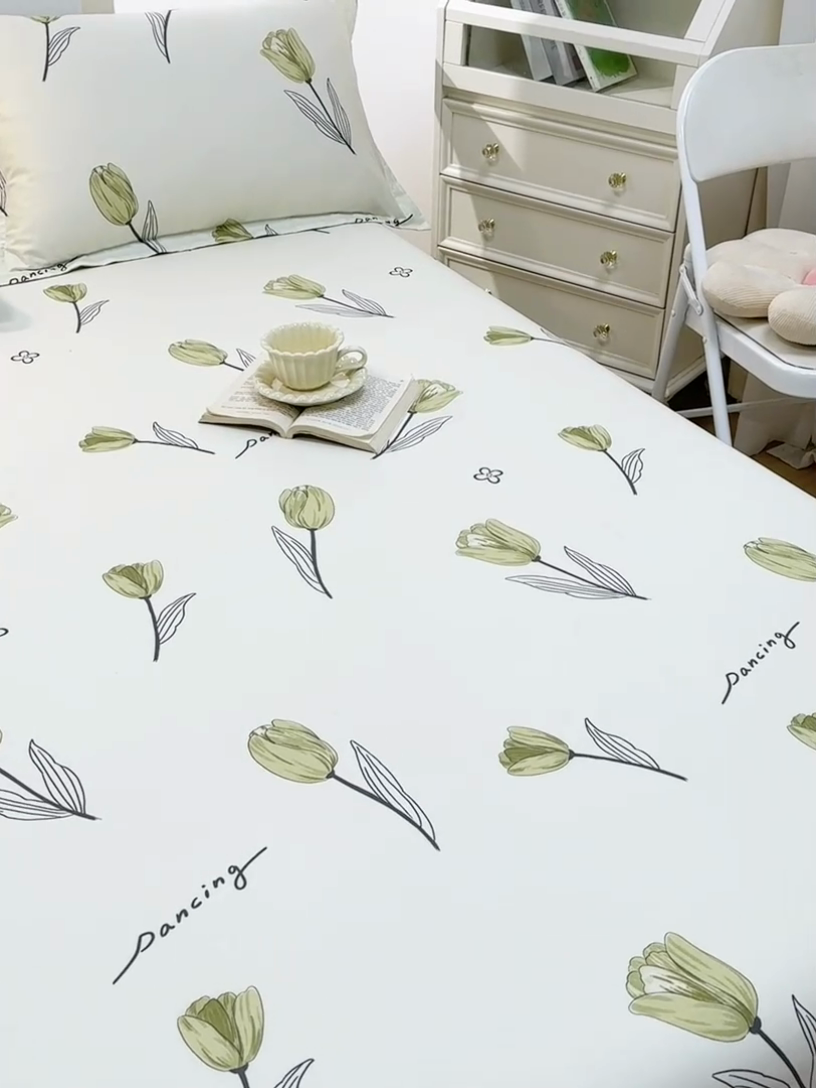 91家纺网 家纺一手货源 找家纺 元元被芯 2024新款小清新全棉套件单品-单床笠 娇兰-绿