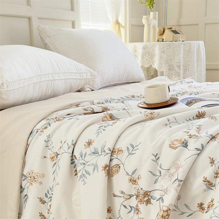 91家纺网 家纺一手货源 找家纺 青螺家纺2024新款50S天丝夏凉被 花城黄