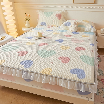 91家纺网 家纺一手货源 找家纺 （总）伊人坊 2024新款A类凉感丝花边款乳胶床笠三四件套