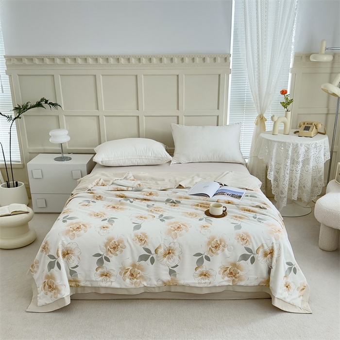 91家纺网 家纺一手货源 找家纺 青螺家纺2024新款50S天丝夏凉被 浪漫-夏咖